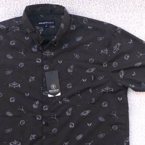 Molokai shirt button down alien outer space spaceship rocket print men’s XXL NWT